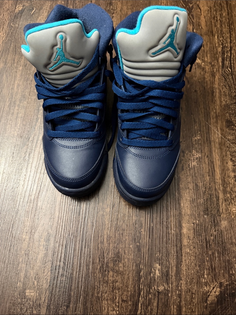 Jordan Kids Navy and Teal High-Top Sneakers
